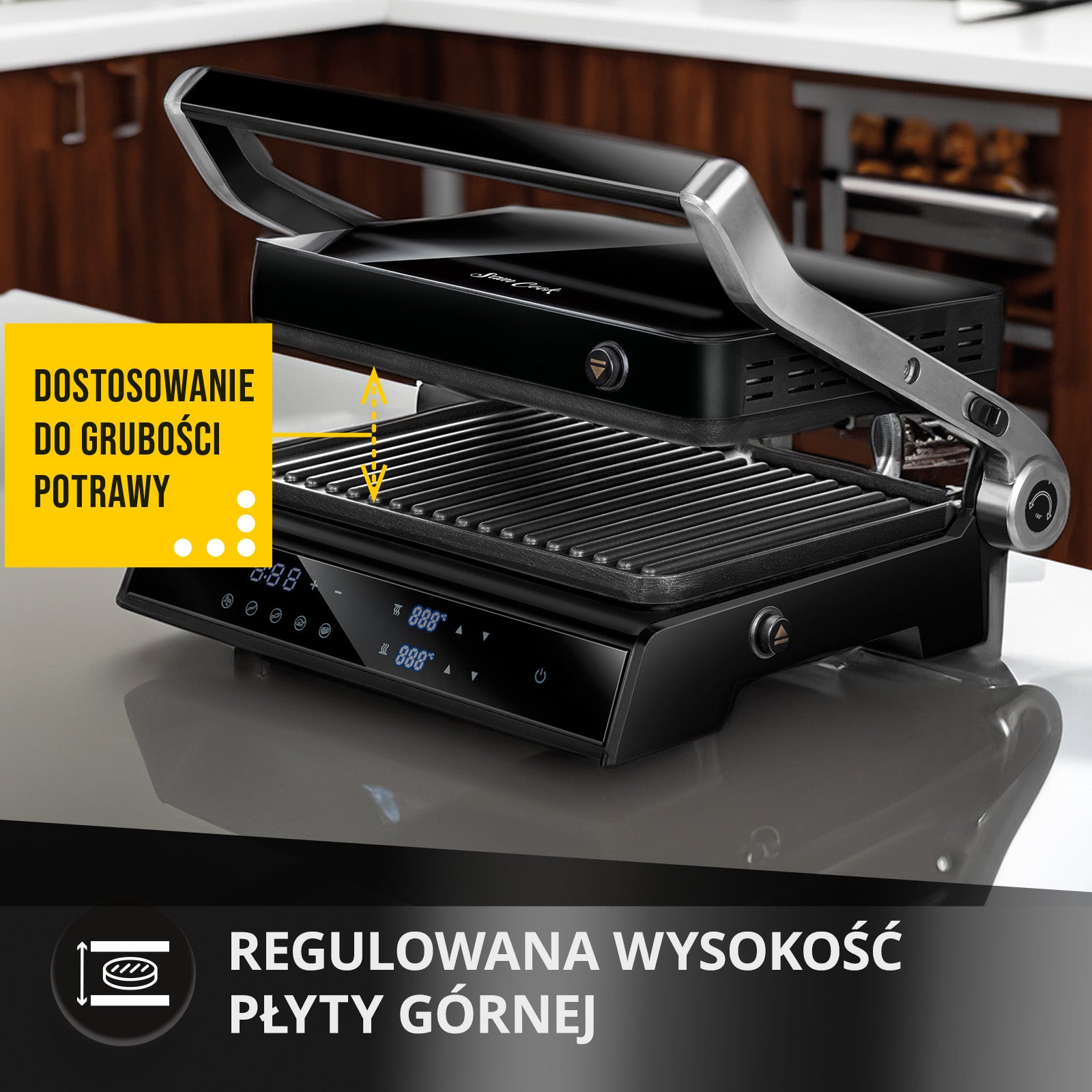 Electric grill contact panini folding MPM PSC-140/B black 2200 W Manufacturer code PSC-140/B