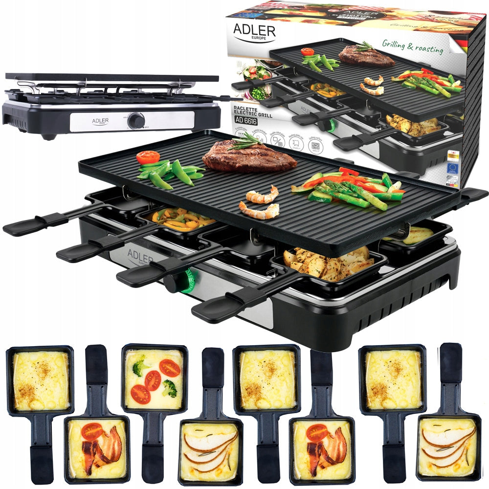 Electric grill raclette XXL 1400W EXTRA LARGE double-sided spatula plate