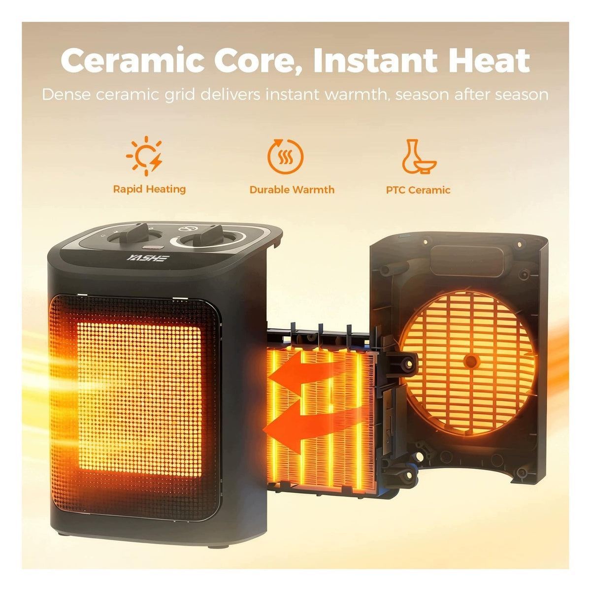 Electric heater 1500W with thermostat - 2 temperature settings Heating power 1 W
