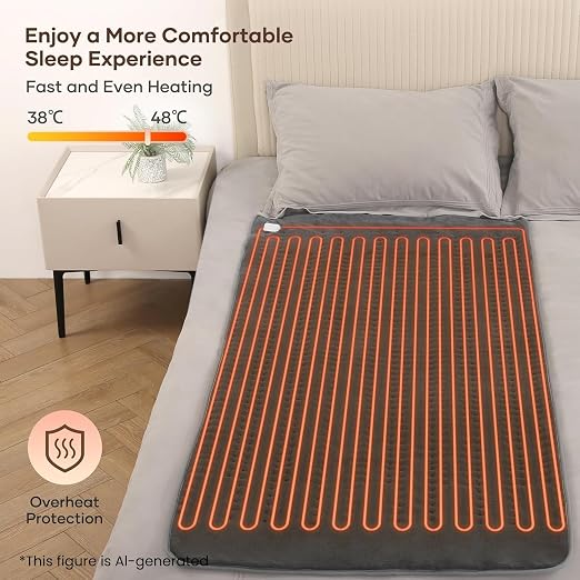 Electric heating mat 150 x 80 cm, grey, with 10 degrees of temperature Packaging status original