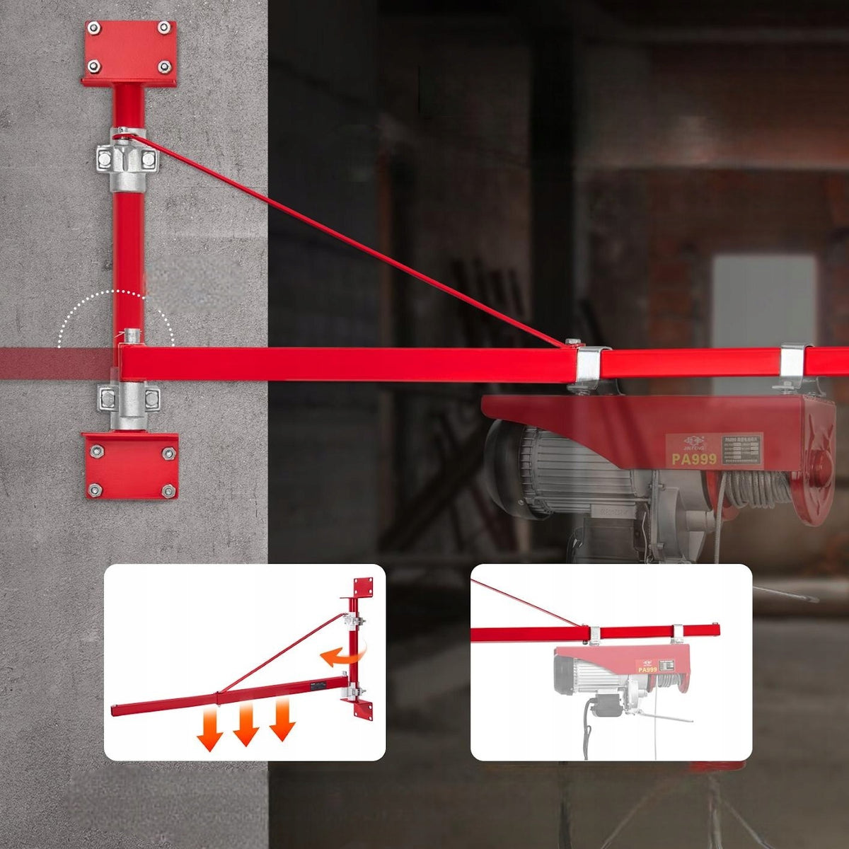 Electric hoist support arm 600kg strong steel rotation 180° frame garage Manufacturer code 5907021479141