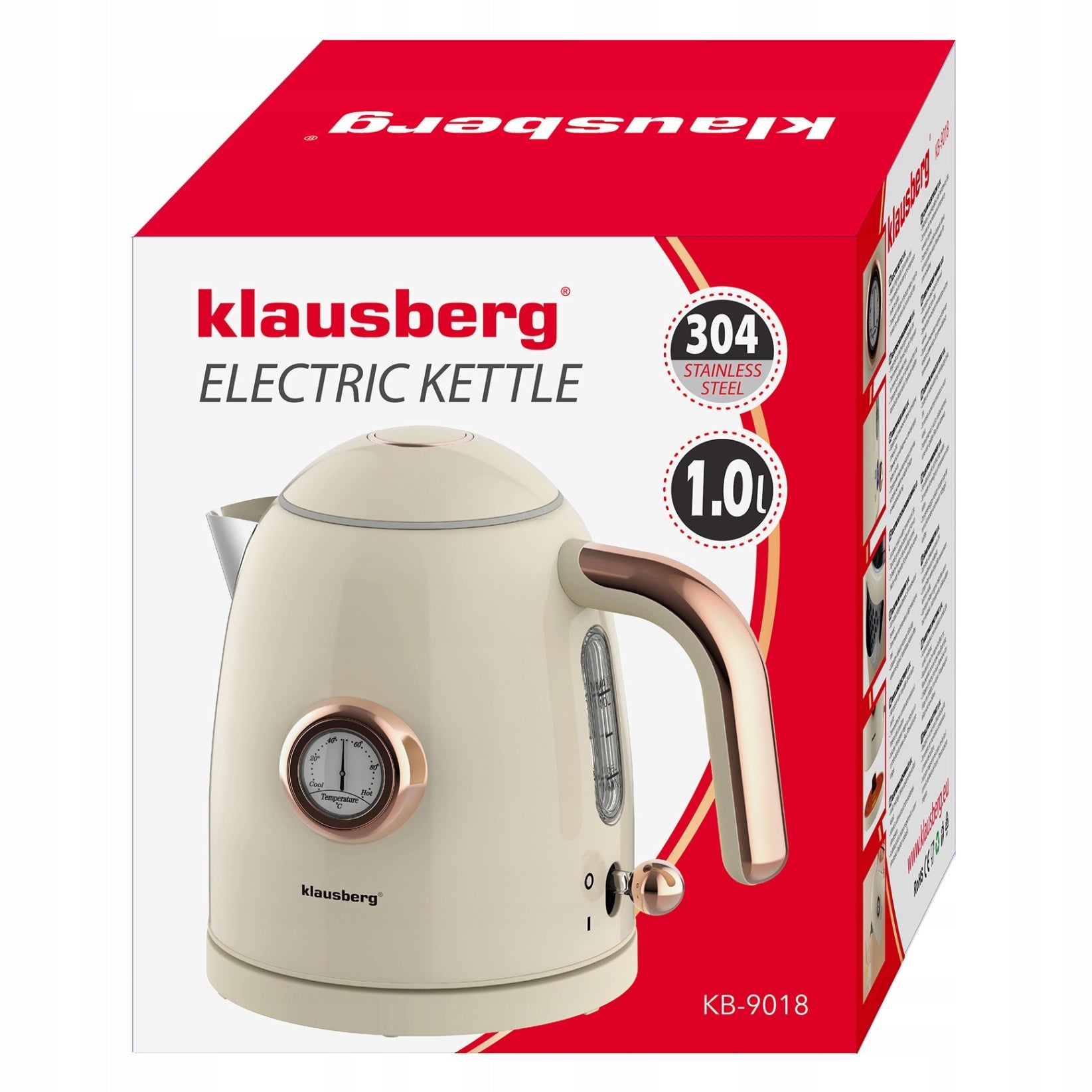 Electric kettle 1.0L Retro thermometer Wireless Klausberg KB-9018 Power 1200 W