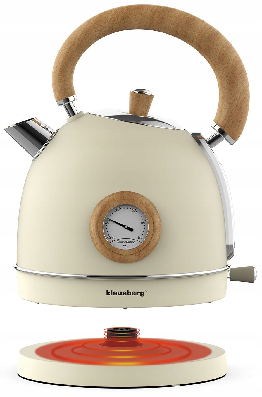 Electric kettle 1,8L Klausberg KB-7906 RETRO with thermometer beige 2200W Power 2200 W