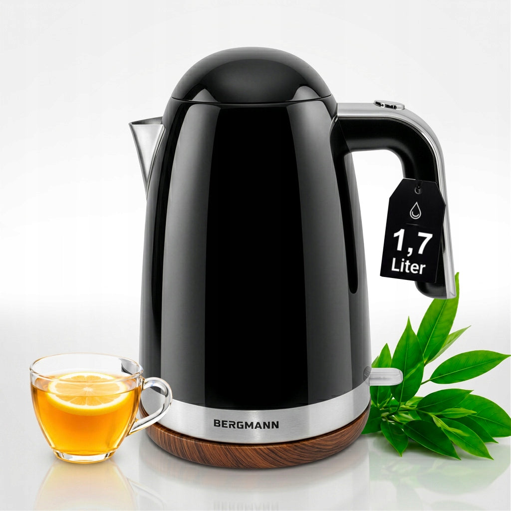 Electric kettle BERGMANN 1,7L 2200W Wood-like Base Black