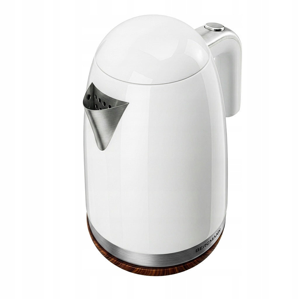 Electric kettle BERGMANN 1,7L 2200W Wood-like Base White Brand Bergmann