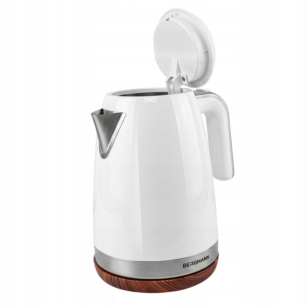 Electric kettle BERGMANN 1,7L 2200W Wood-like Base White Model FR009