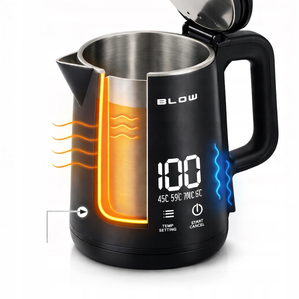 Electric kettle Blow 2200W 1,8l black Model CZAJNIK ELEKTRYCZNY 2200W REGULACJA WYŚWIETLACZ