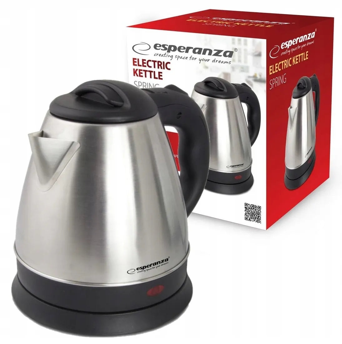 Electric kettle ESPERANZA Spring 1.0 L EKK116X Silver Matte