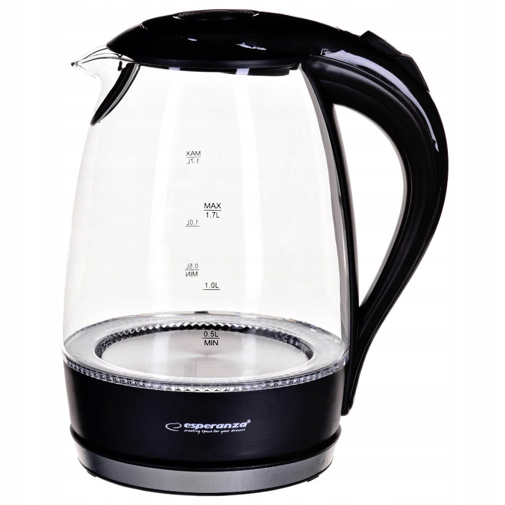 Electric kettle Esperanza EKK011K Salto Angel 2200 W 1,7 l black glass Dominant color black