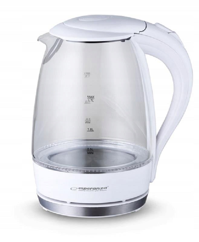 Electric kettle Esperanza EKK011W Salto Angel 2200 W 1,7l white glass Packaging status original