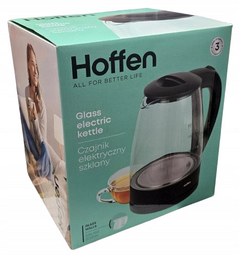 Electric kettle Hoffen 5903151 070708 2200 W 1,8 l black, glass Brand Hoffen