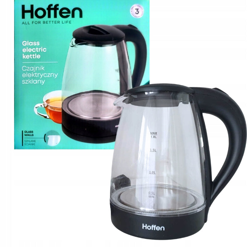 Electric kettle Hoffen 5903151 070708 2200 W 1,8 l black, glass