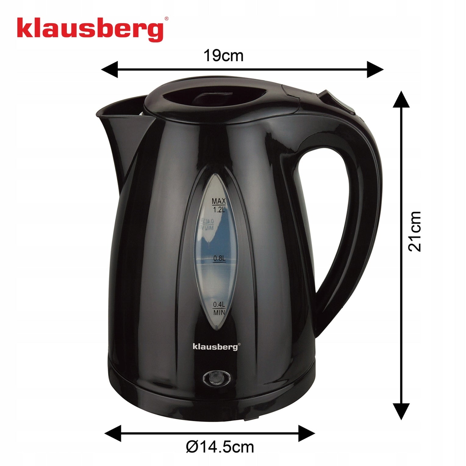 Electric kettle KLAUSBERG KB-9001 1.2L black fast cooking Capacity 1.2 l