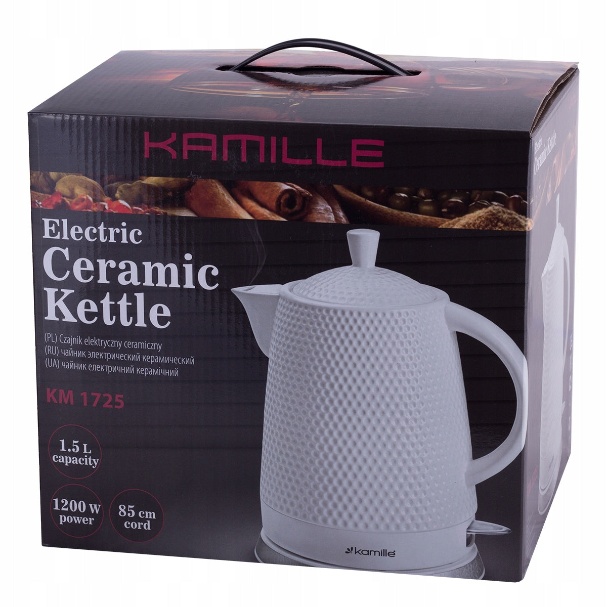 Electric kettle Kamille KM1725 1200 W 1,5 l white Power 1200 W