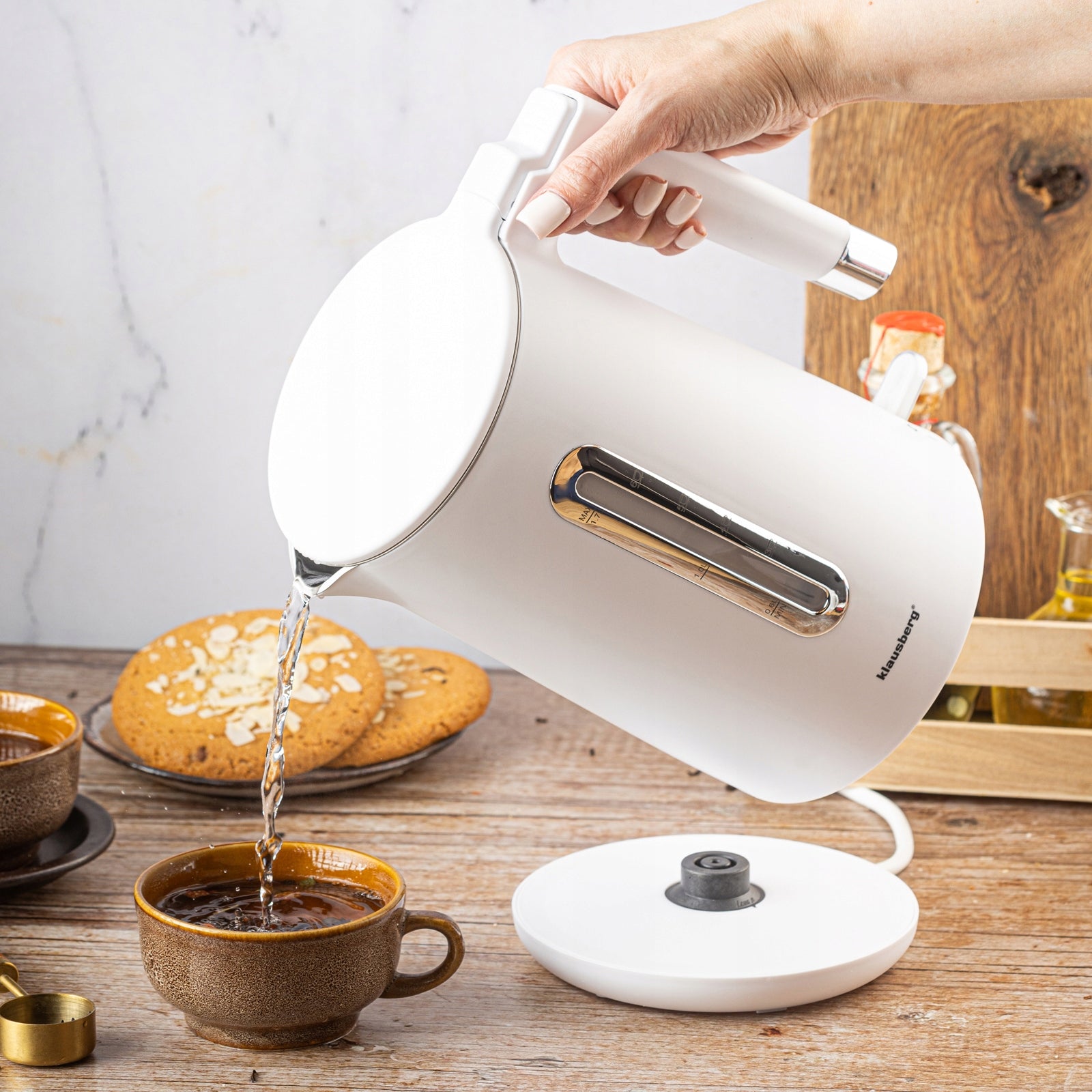Electric kettle Klausberg KB-7890 1.7L steel 304 white filter 2200W Dominant color white