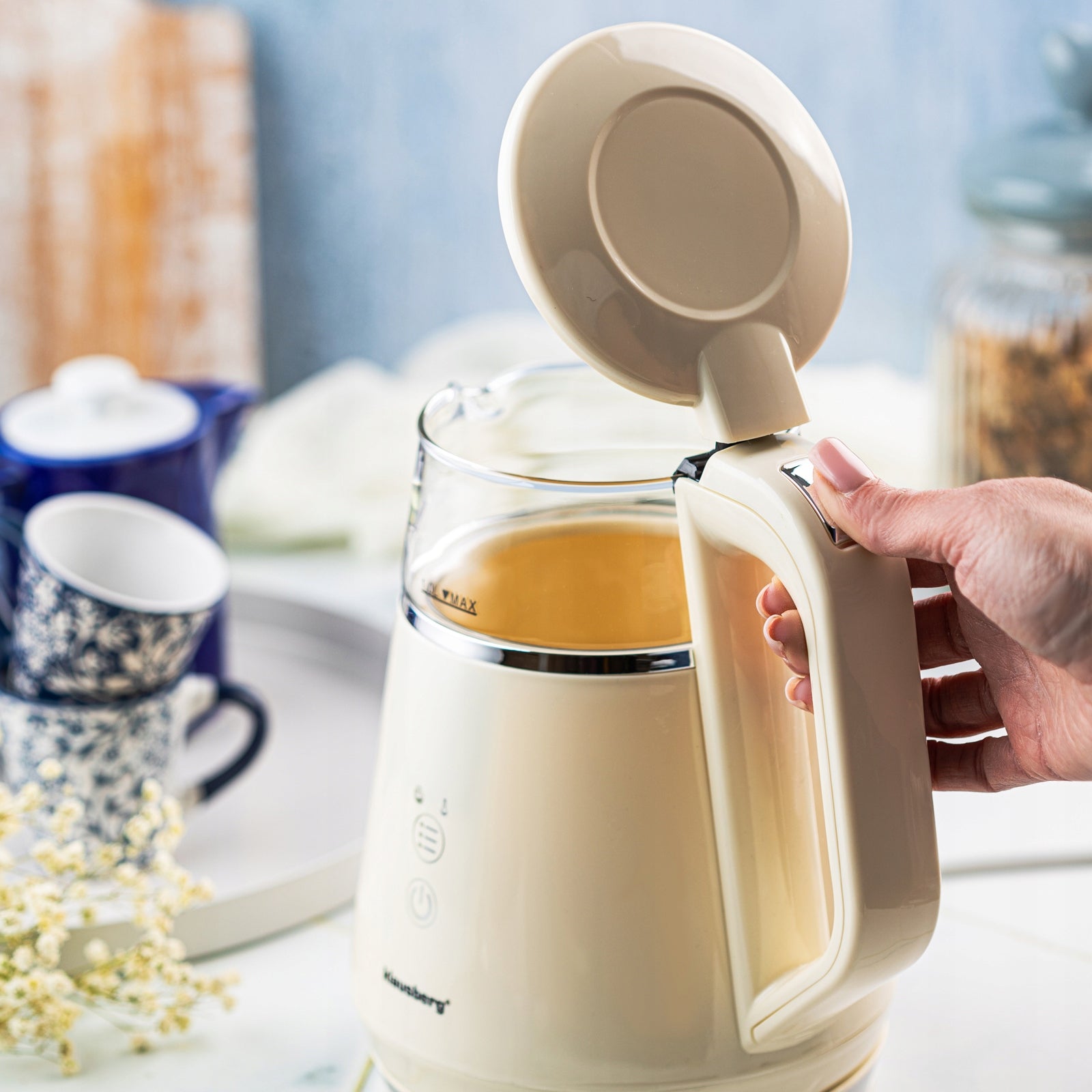 Electric kettle Klausberg KB-7893 glass LED 1L Temperature programs Dominant color beige
