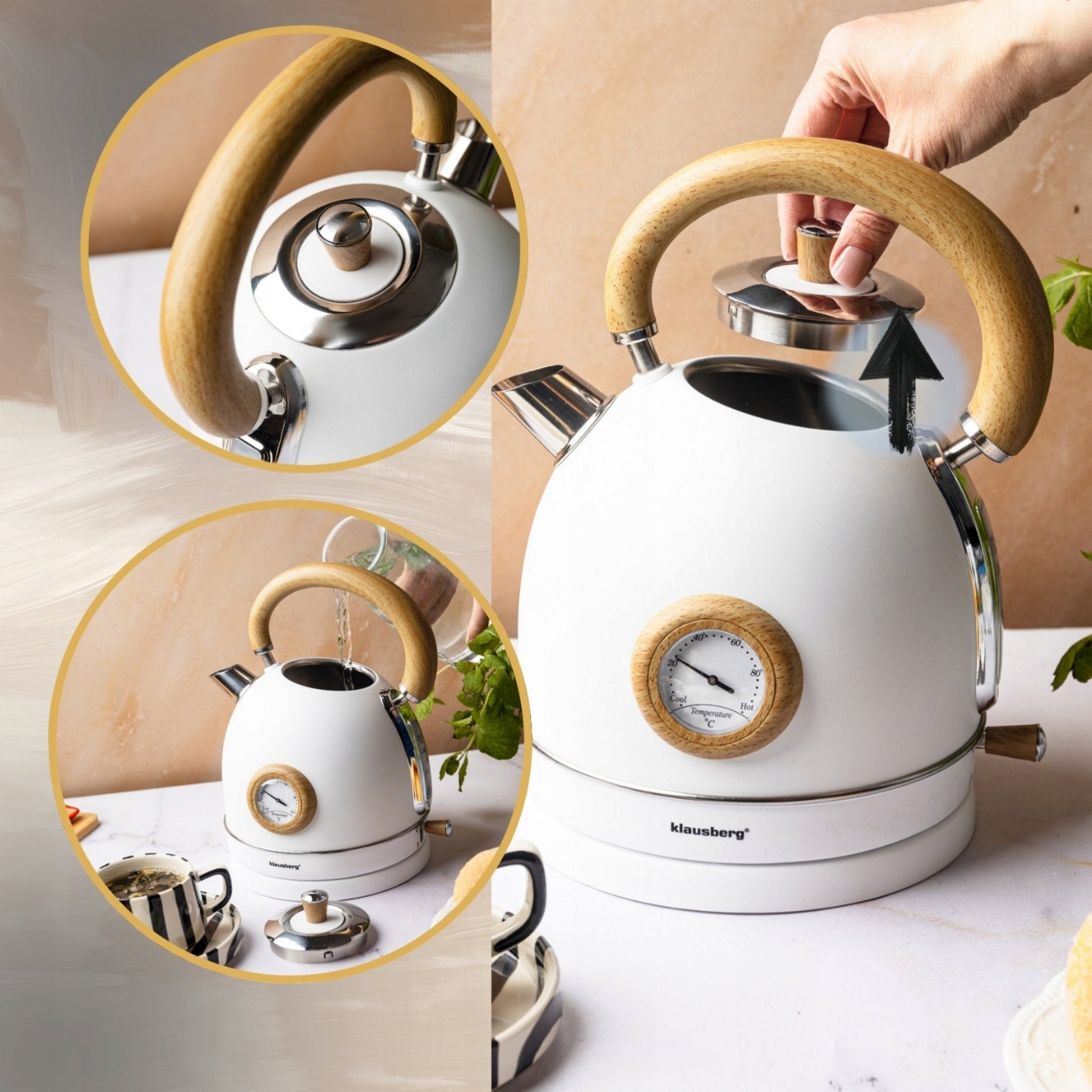 Electric kettle Klausberg KB 9007 2200 W 1,8 l white Power 2200 W