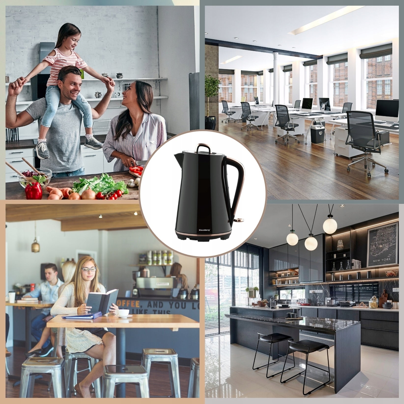 Electric kettle Klausberg KB-9015 1.7L stainless steel 304 Black Brand Klausberg