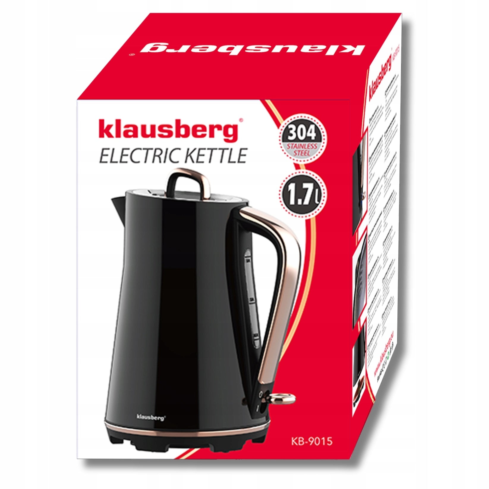 Electric kettle Klausberg KB-9015 1.7L stainless steel 304 Black Capacity 1.7 l