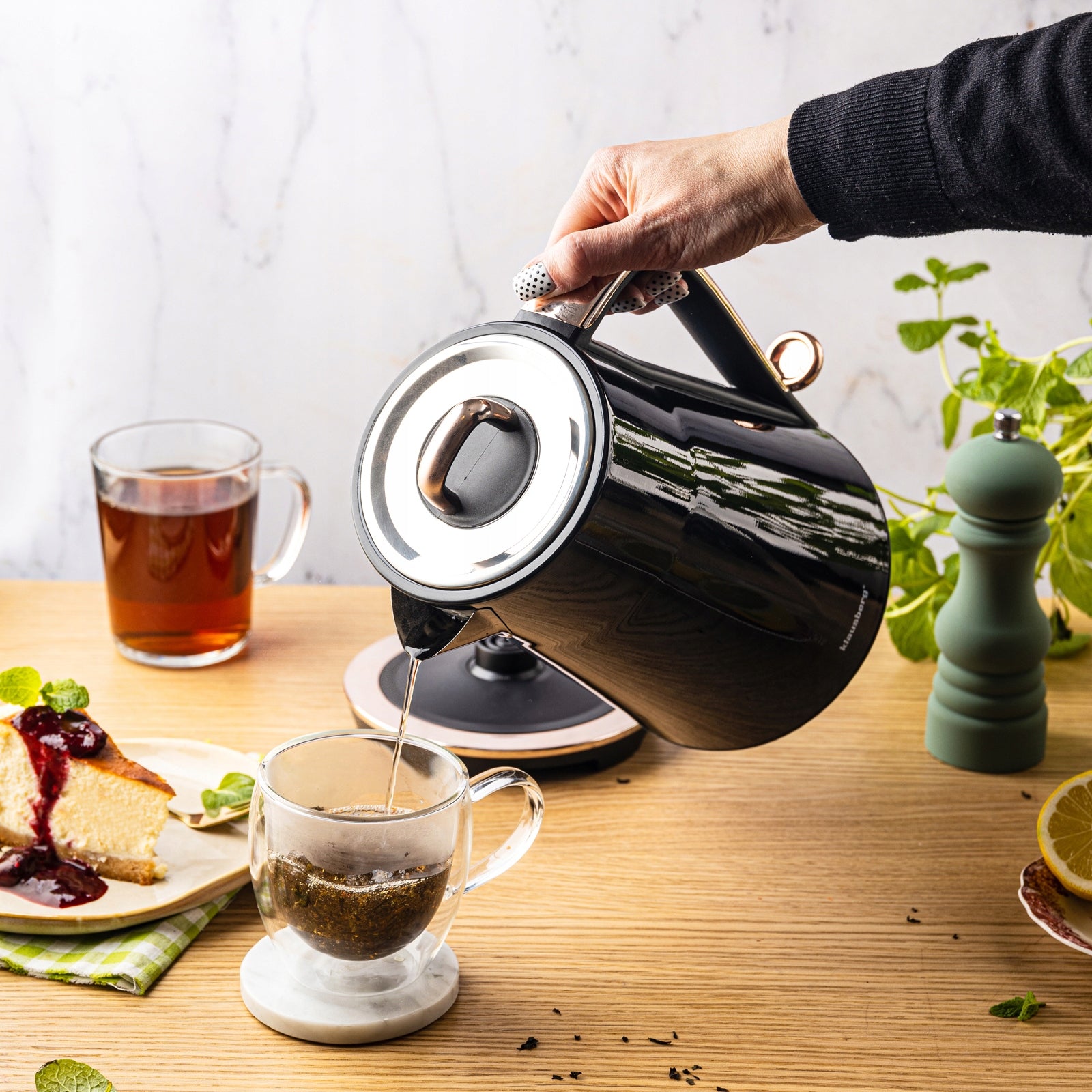 Electric kettle Klausberg KB-9015 1.7L stainless steel 304 Black Packaging status original