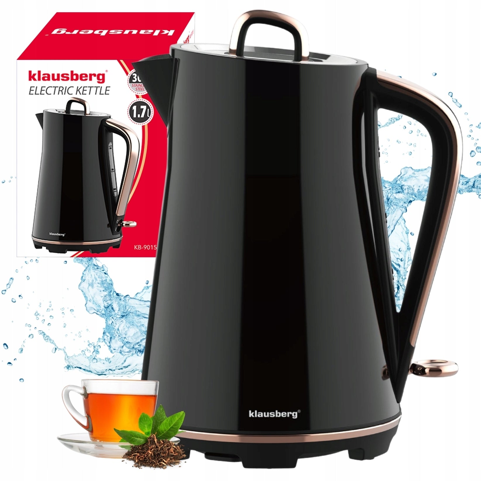 Electric kettle Klausberg KB-9015 1.7L stainless steel 304 Black