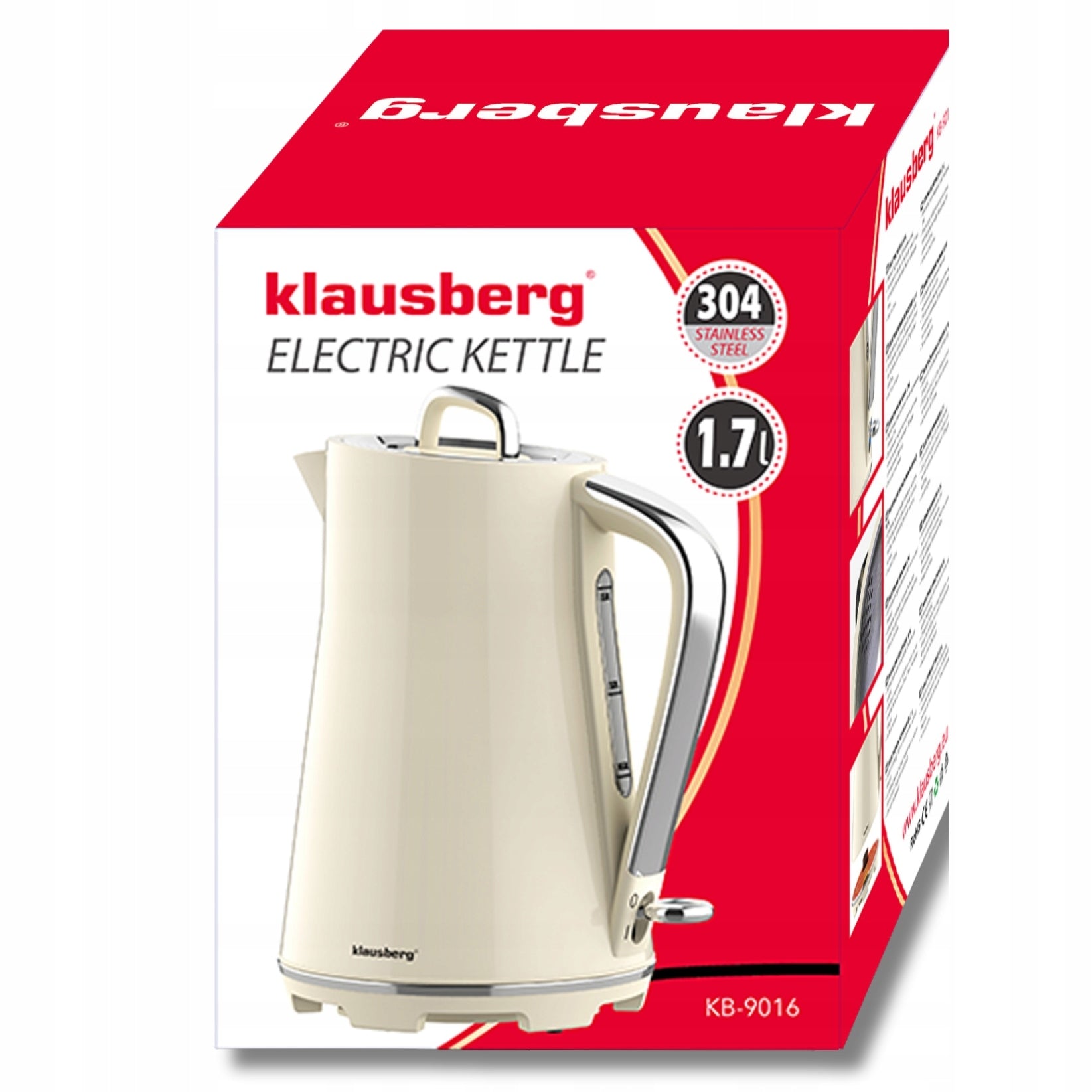 Electric kettle Klausberg KB-9016 1.7L stainless steel 304 Cream Capacity 1.7 l