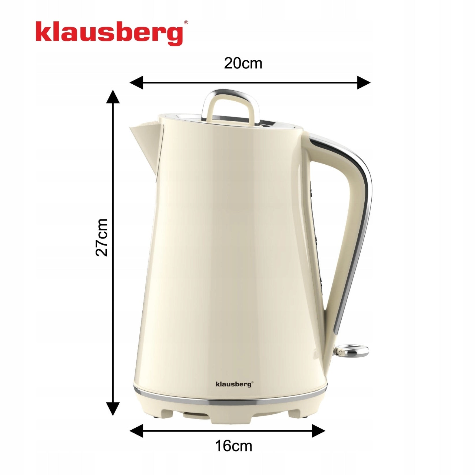 Electric kettle Klausberg KB-9016 1.7L stainless steel 304 Cream Model KB 9016
