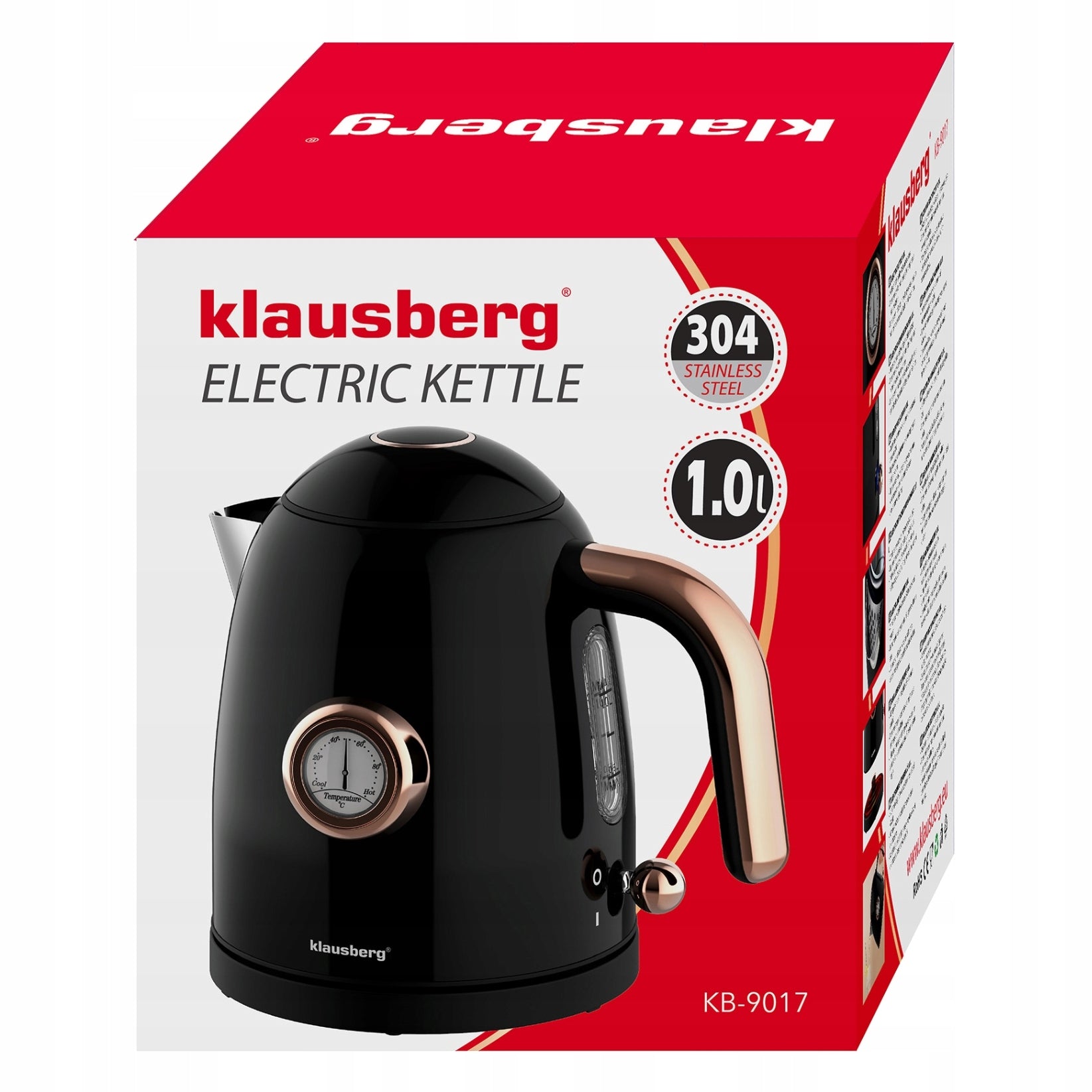 Electric kettle Klausberg KB-9017 1.0L Retro thermometer Wireless Capacity 1 l