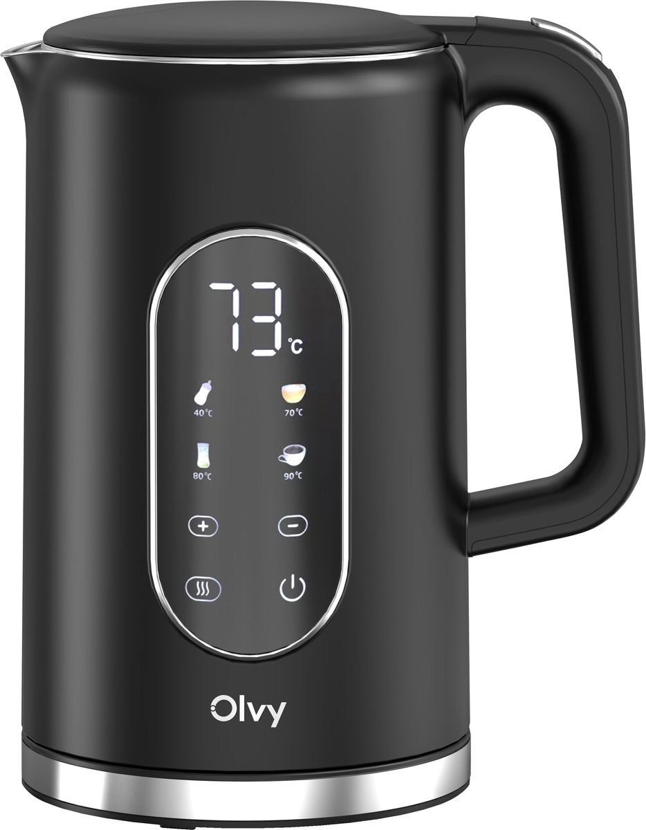 Electric kettle POWERFUL black temperature control 2200 W 1,7 l OLVY