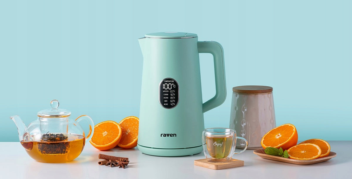 Electric kettle RAVEN EC024M 1800W 1.5L Temperature control Green Dominant color green