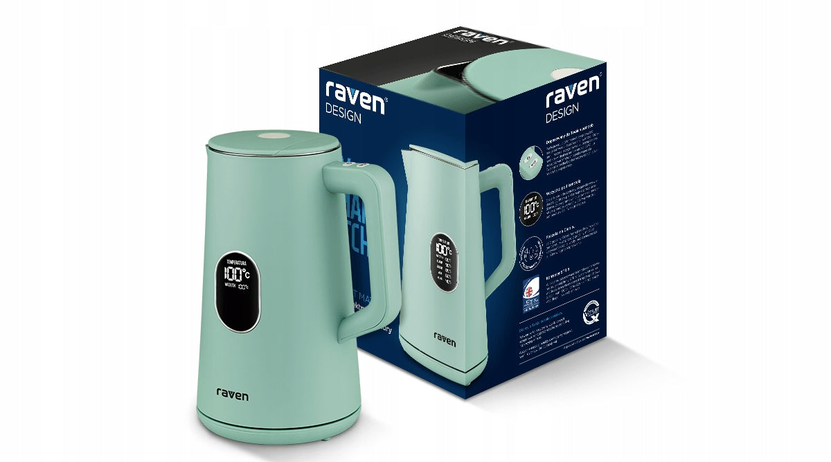 Electric kettle RAVEN EC024M 1800W 1.5L Temperature control Green Packaging status original