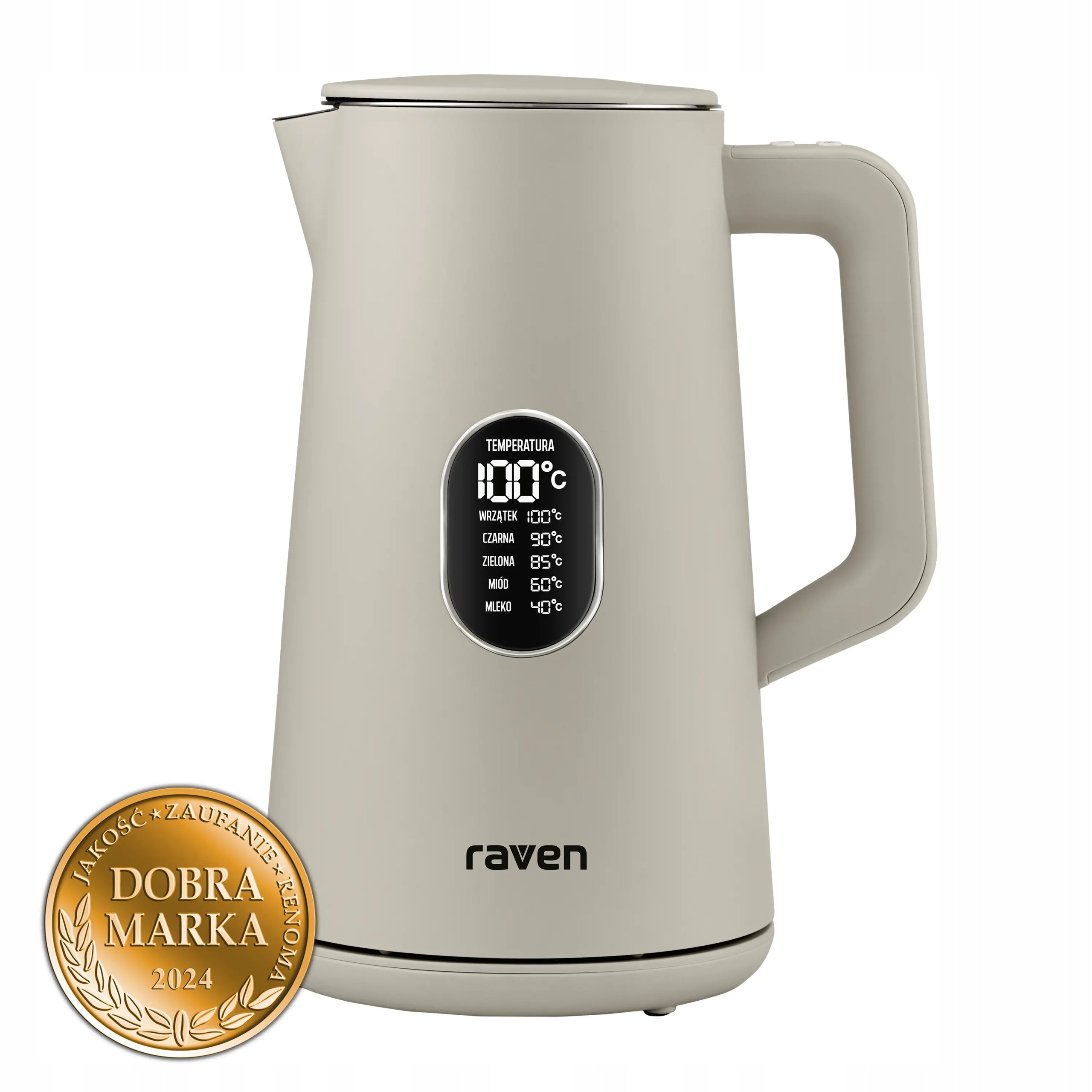 Electric kettle RAVEN EC024S 1,5L 1800W Temperature control Grey Packaging status original