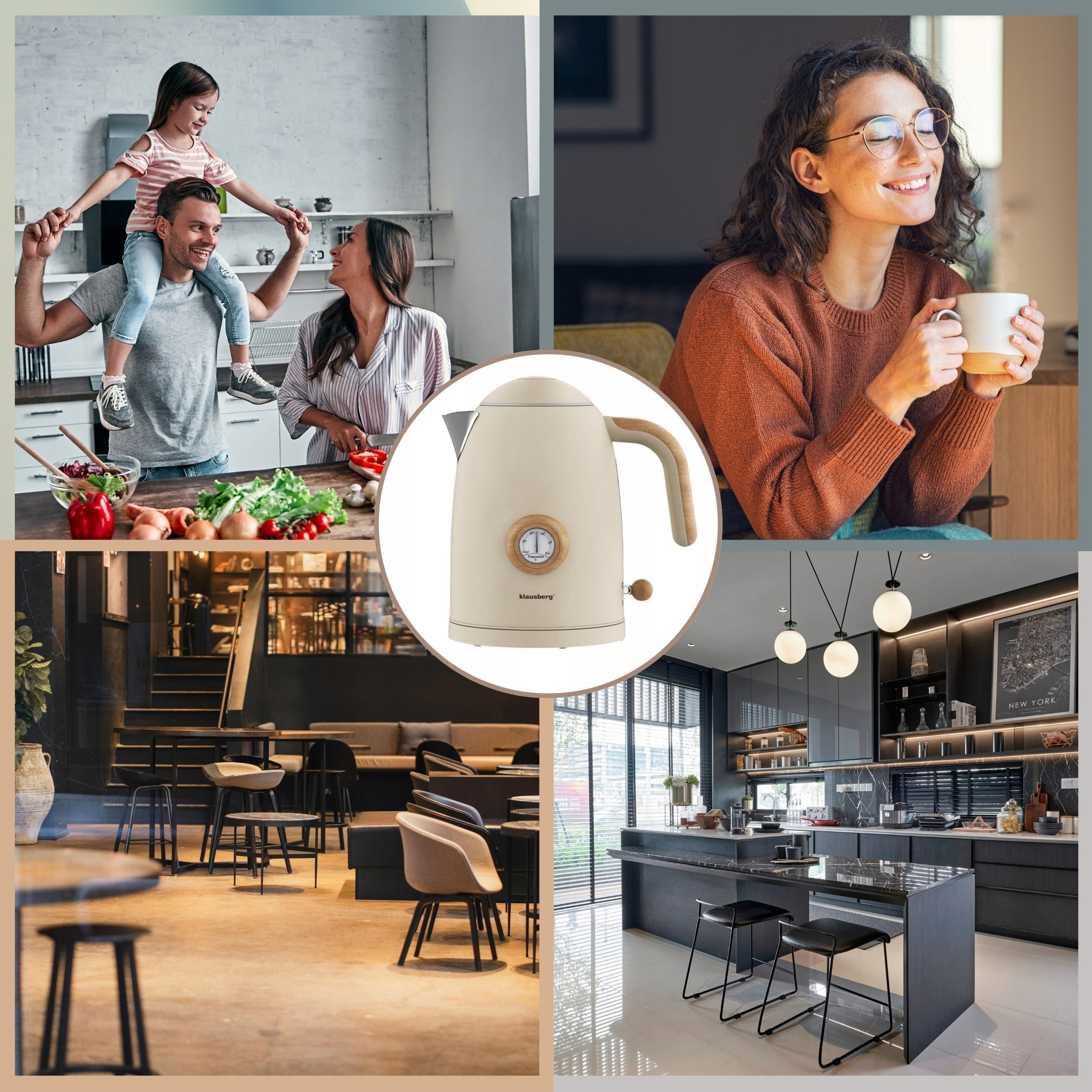 Electric kettle Wireless 1.7L steel 304 retro Thermometer Klausberg Model Retro z termometrem