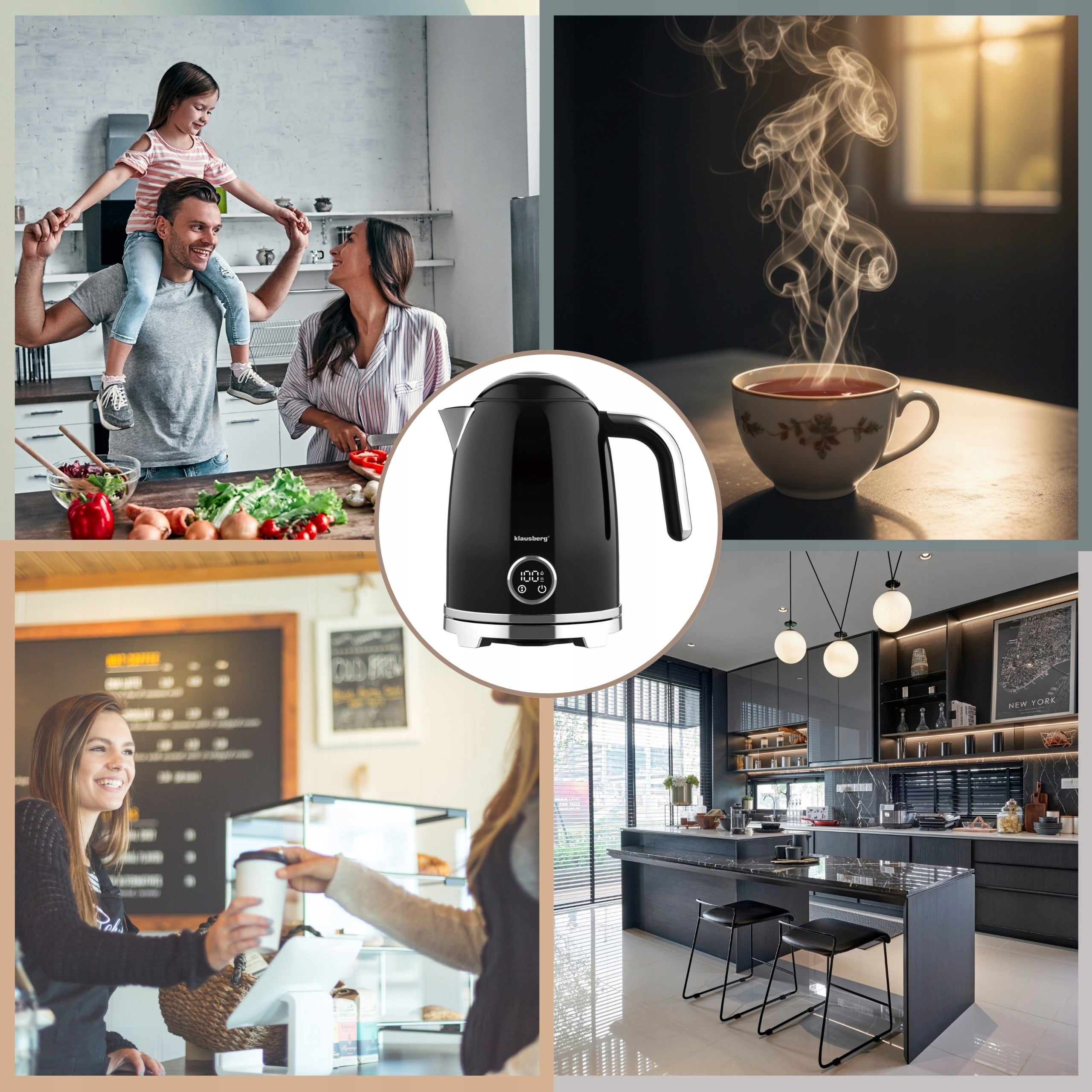 Electric kettle Wireless KLAUSBERG Thermometer 1,7L LED steel 304 Brand Klausberg