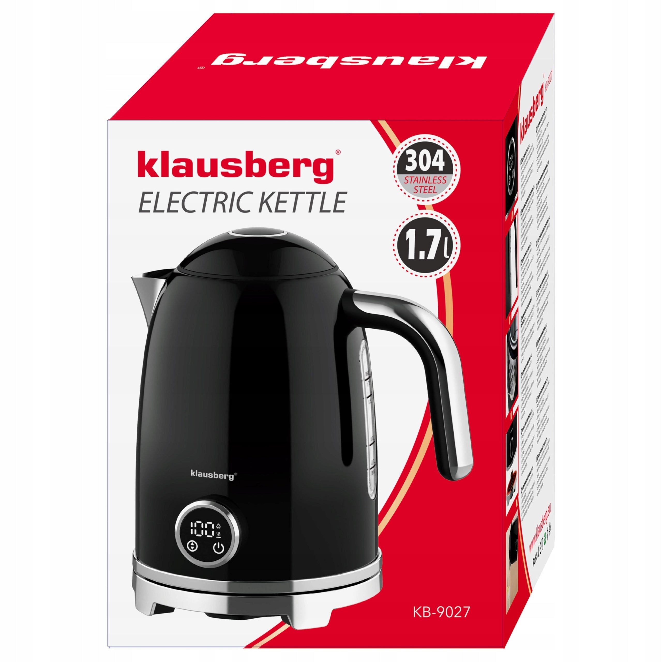 Electric kettle Wireless KLAUSBERG Thermometer 1,7L LED steel 304 Capacity 1.7 l