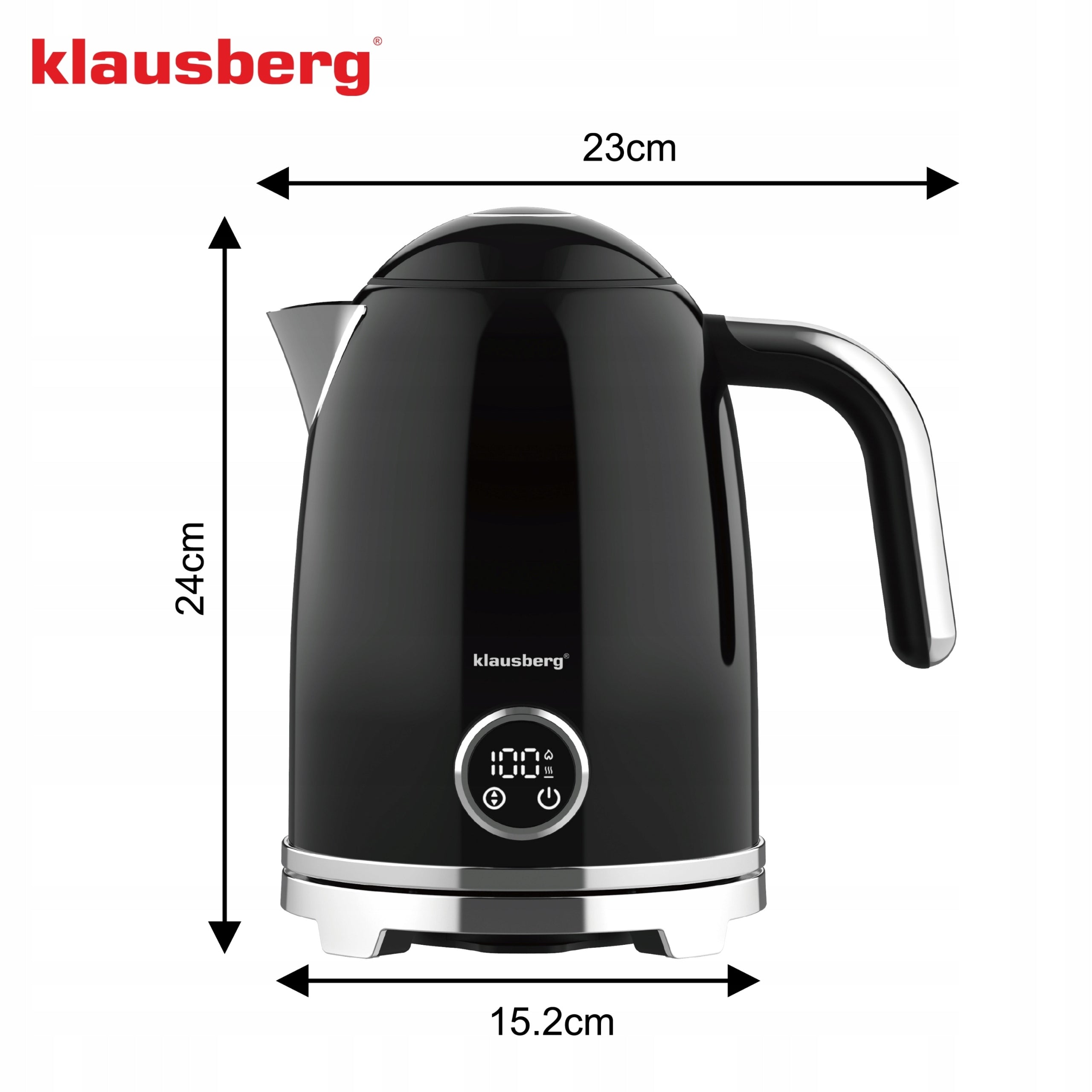 Electric kettle Wireless KLAUSBERG Thermometer 1,7L LED steel 304 Power 2200 W