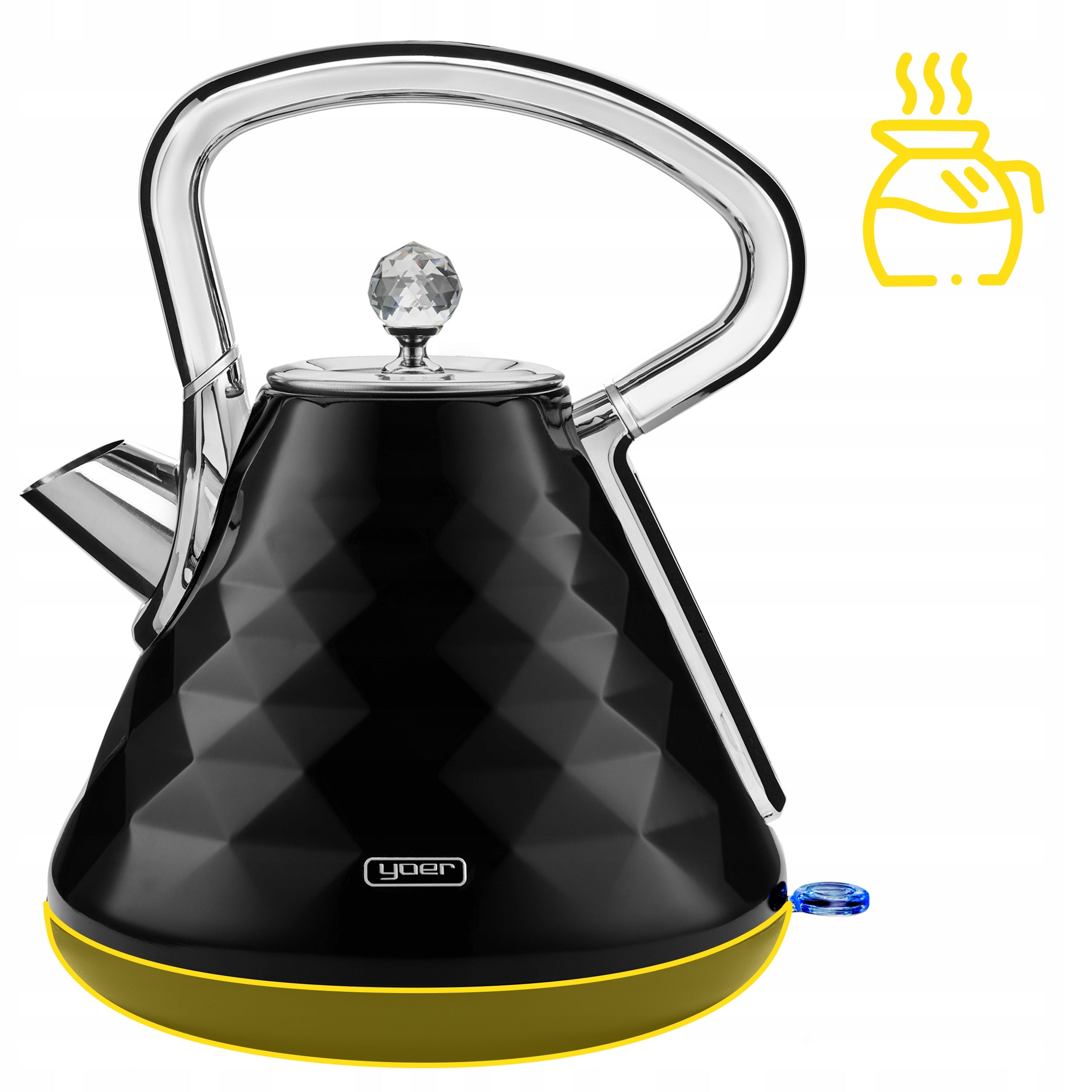 Electric kettle Wireless Yoer 1,7L 3000W black/chrome +DIAMENT Power 3000 W