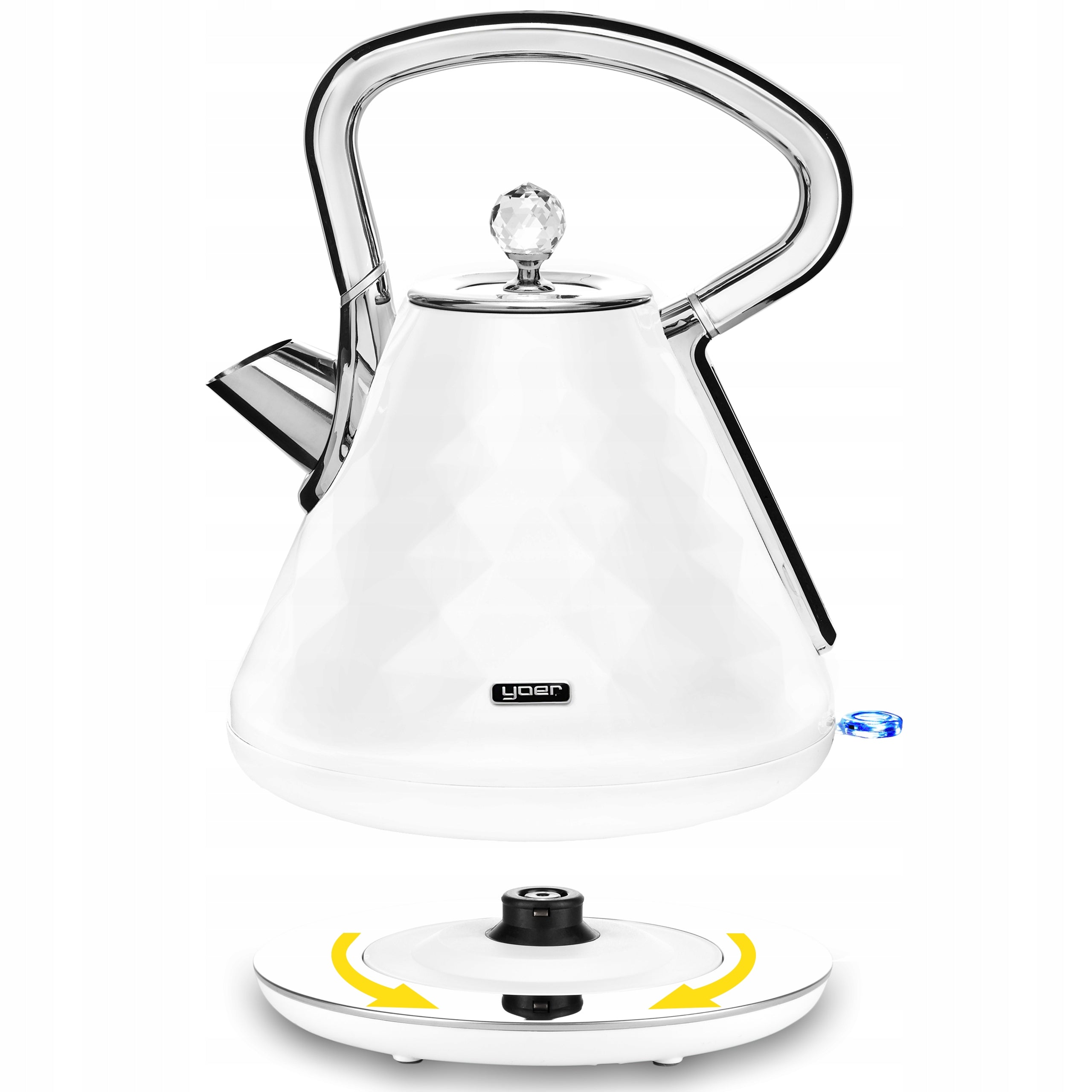 Electric kettle Wireless Yoer 1,7L 3000W white/chrome +DIAMENT Material metal synthetic material