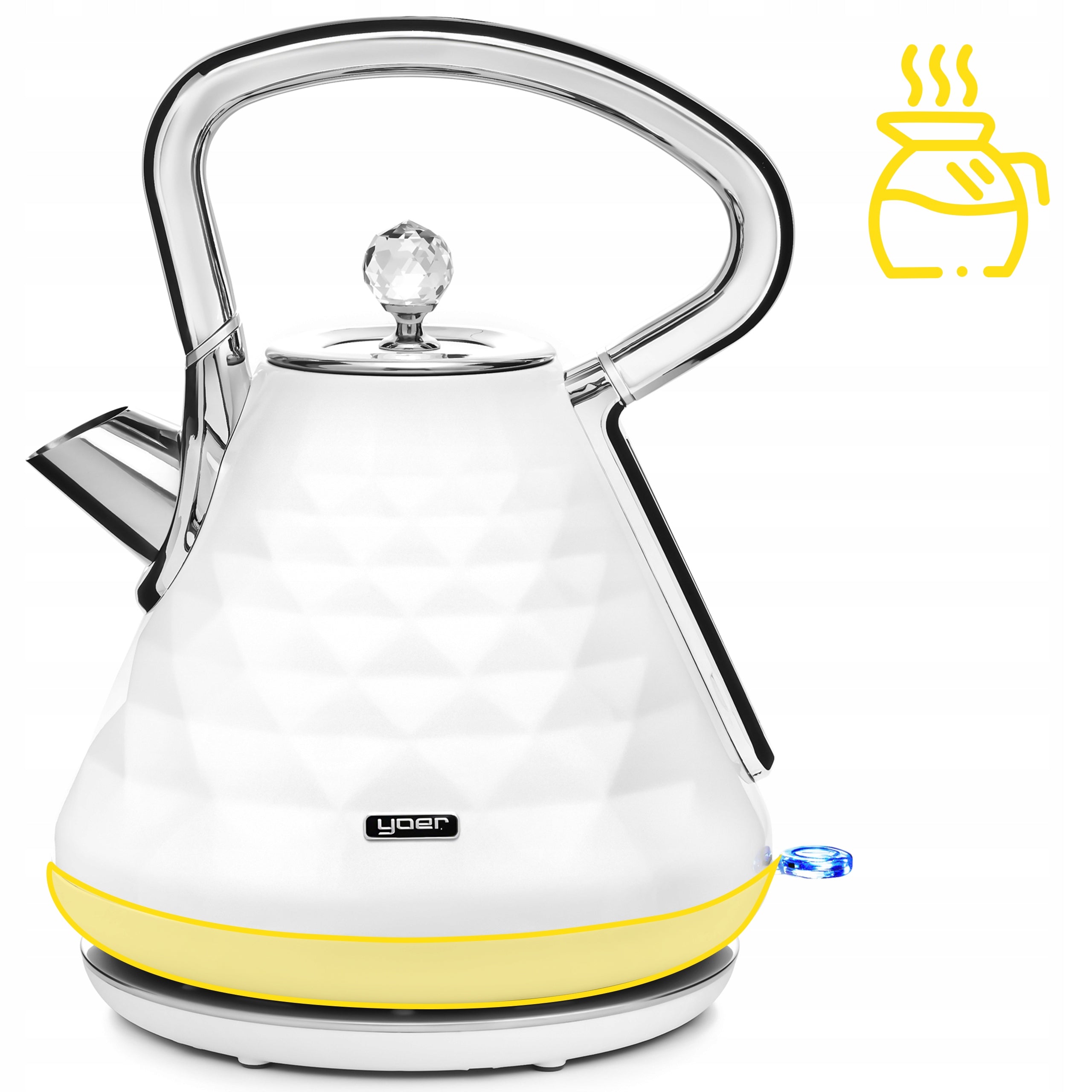 Electric kettle Wireless Yoer 1,7L 3000W white/chrome +DIAMENT Power 3000 W