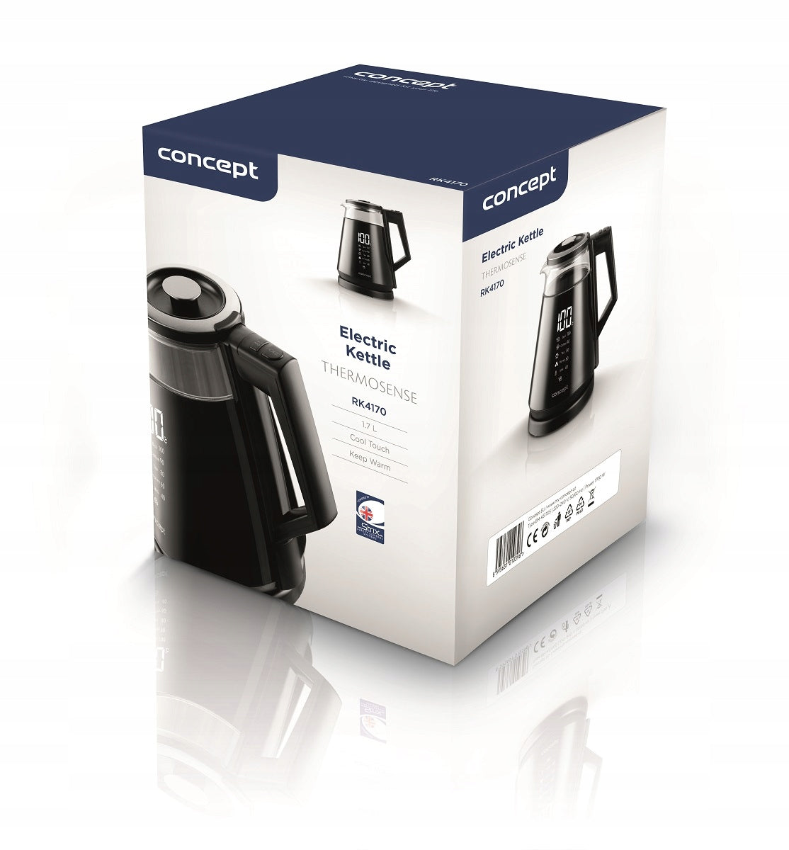 Electric kettle glass temperature control Concept 1700W 1,7l black Capacity 1.7 l