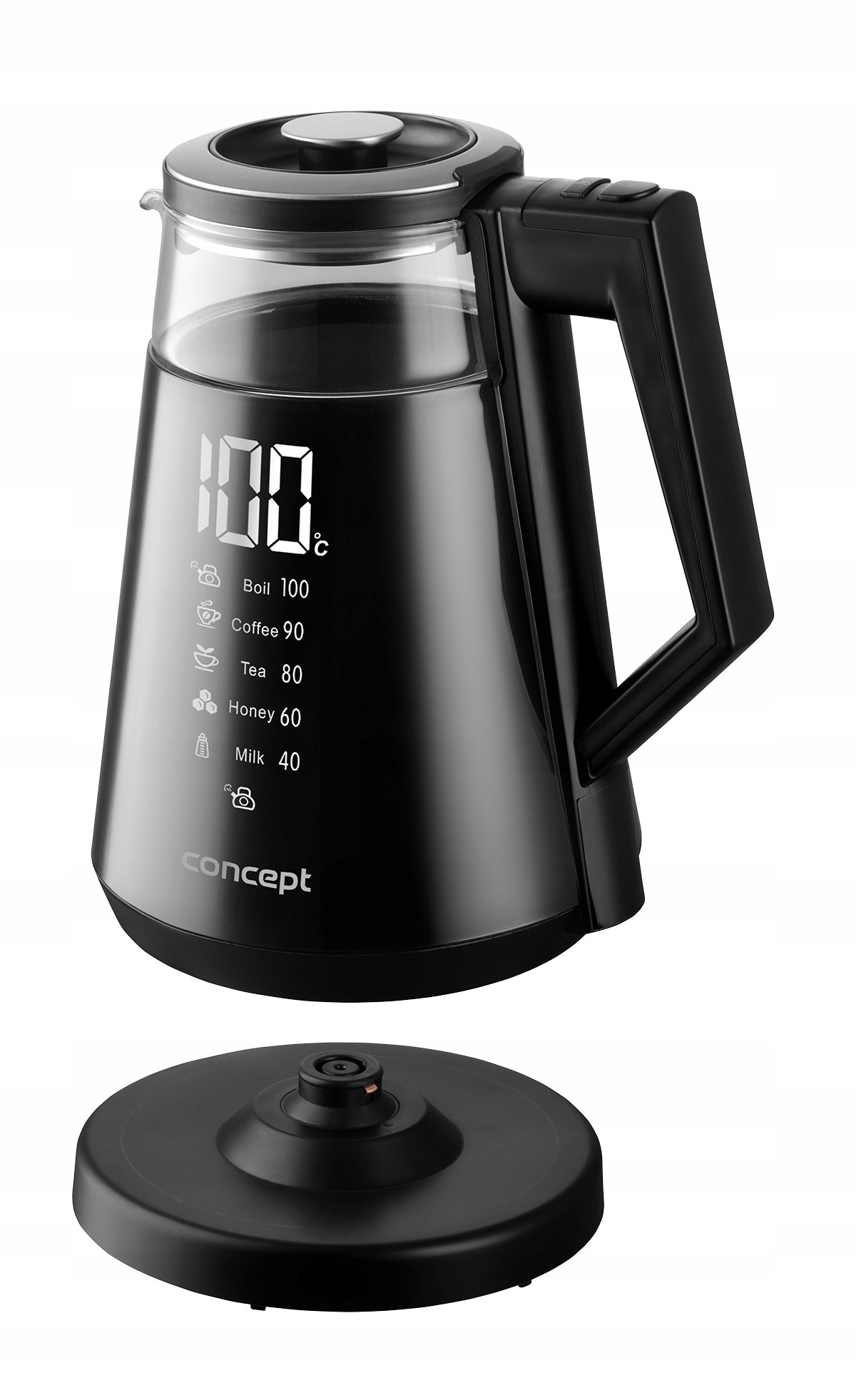 Electric kettle glass temperature control Concept 1700W 1,7l black Manufacturer code RK4170