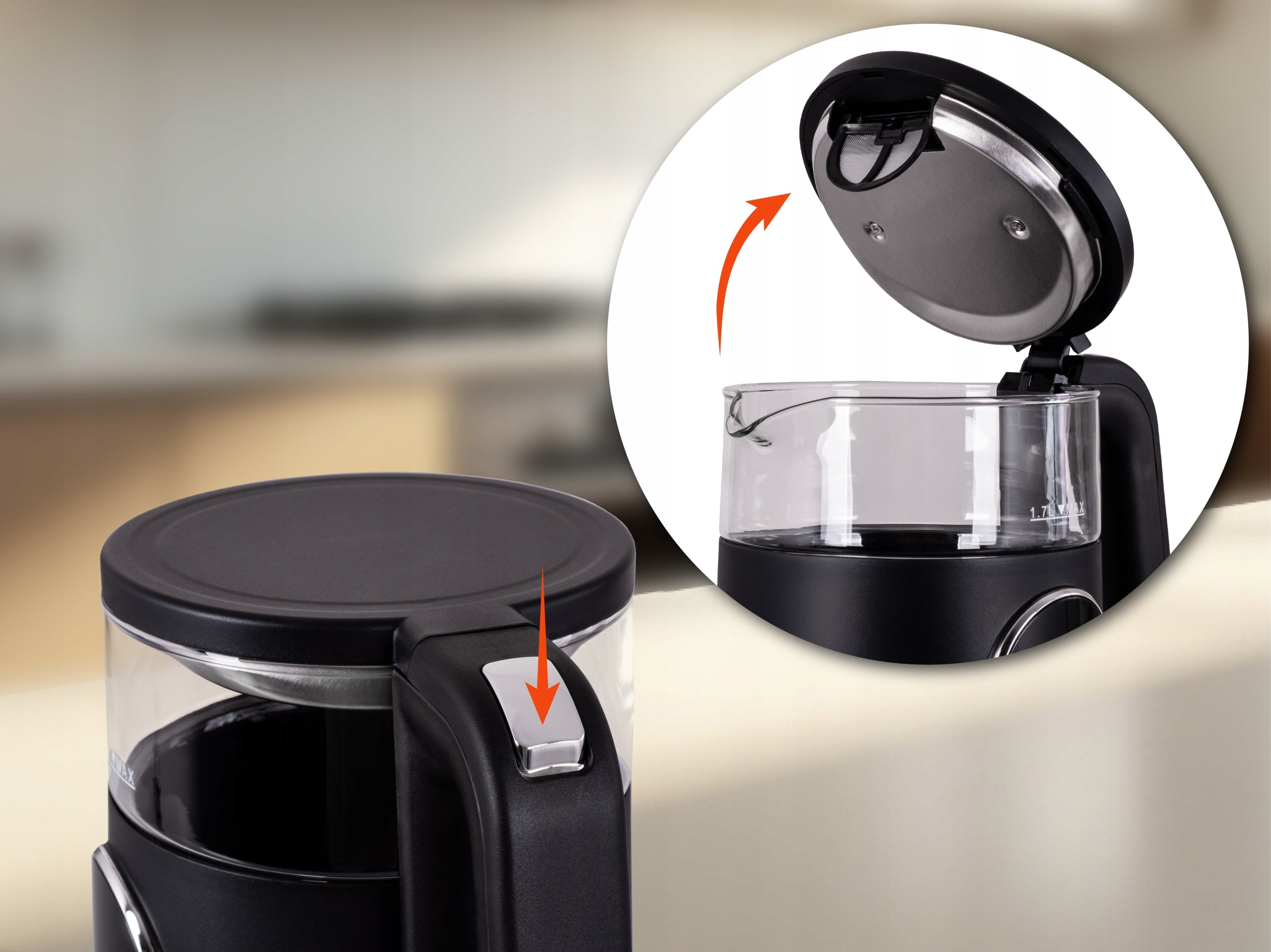 Electric kettle wireless adjustment touch panel 2200W 1,7L Eldom Model C560