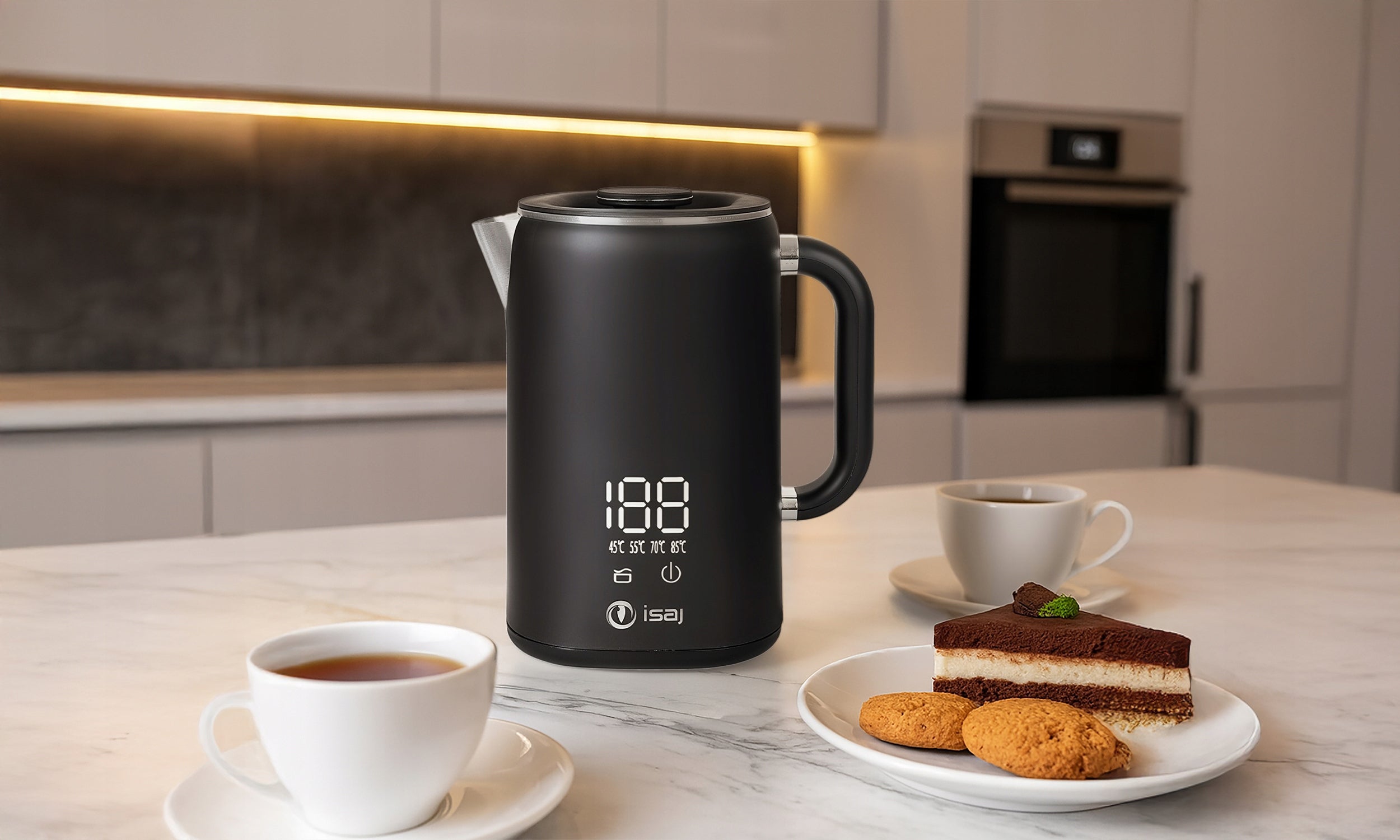 Electric kettle with temperature control 1.7L 1500W ISAJ KT1 Dominant color black