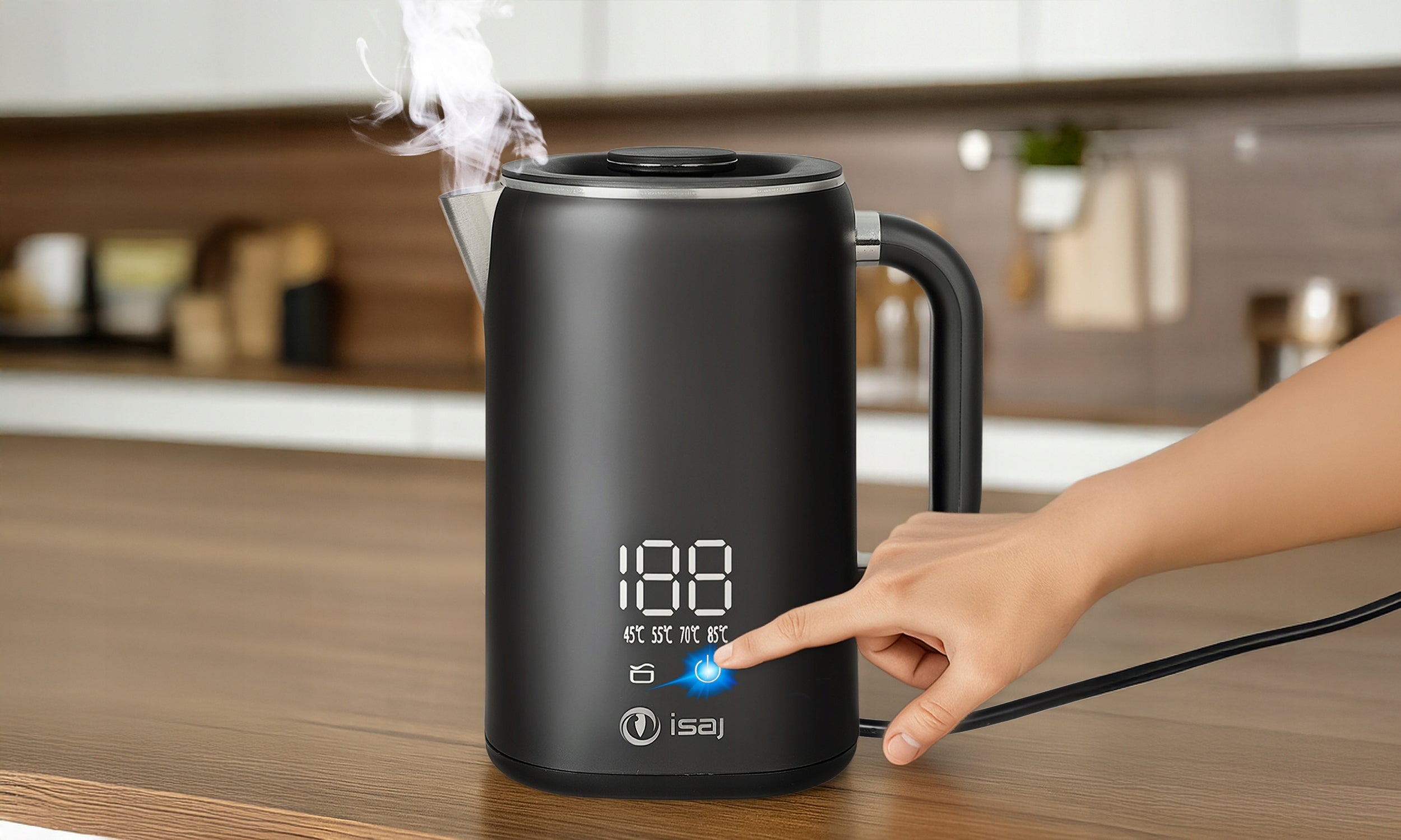 Electric kettle with temperature control 1.7L 1500W ISAJ KT1 Manufacturer code Czajnik elektryczny z regulacją temperatury
