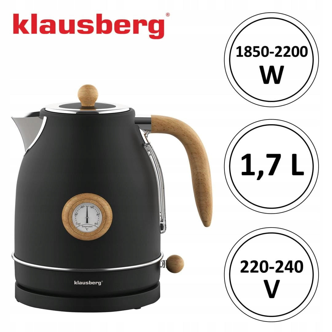 Electric kettle with thermometer stainless steel black 1,7L Capacity 1.7 l