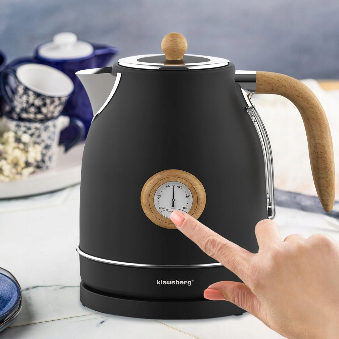 Electric kettle with thermometer stainless steel black 1,7L Dominant color black