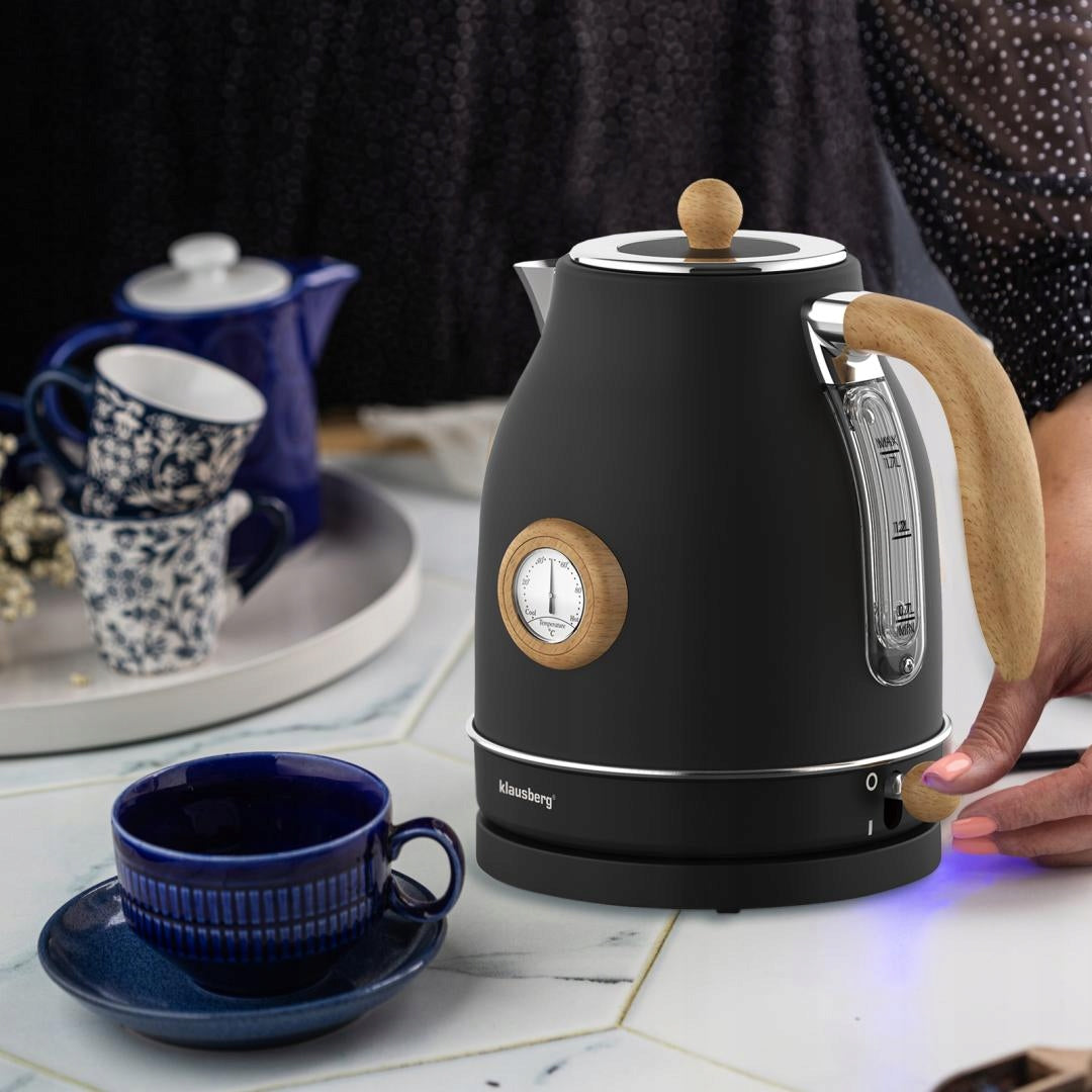 Electric kettle with thermometer stainless steel black 1,7L Manufacturer code KB-7907