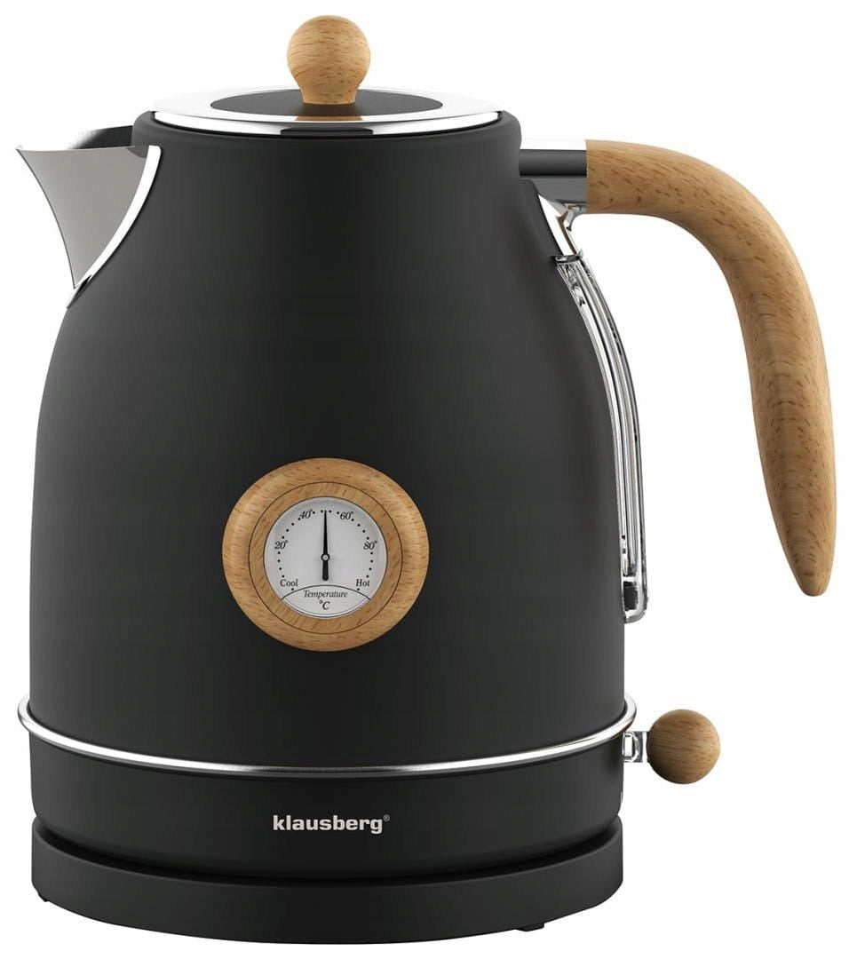 Electric kettle with thermometer stainless steel black 1,7L
