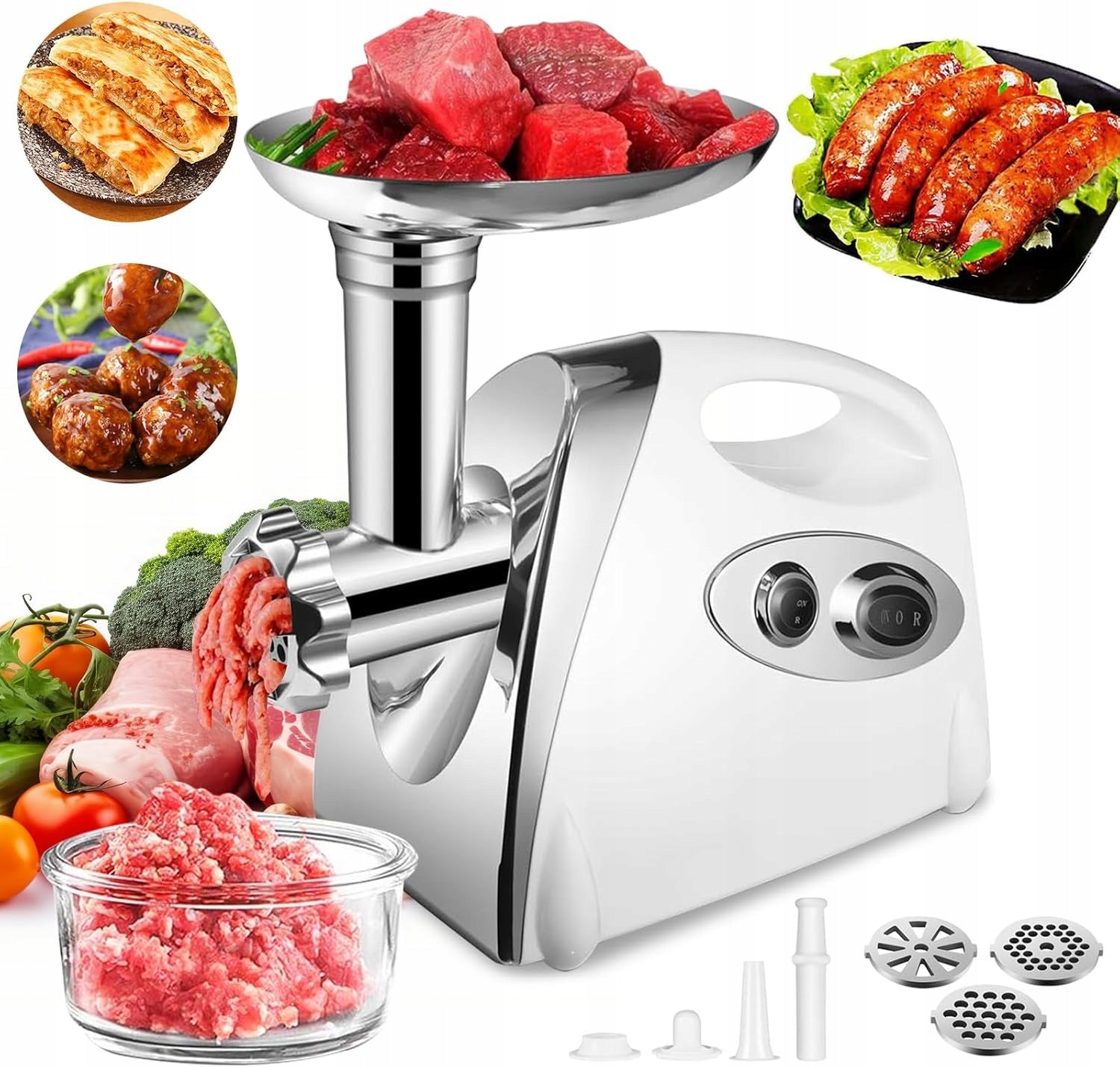 Electric meat grinder STRONG 2800W stainless steel 3 sieves
