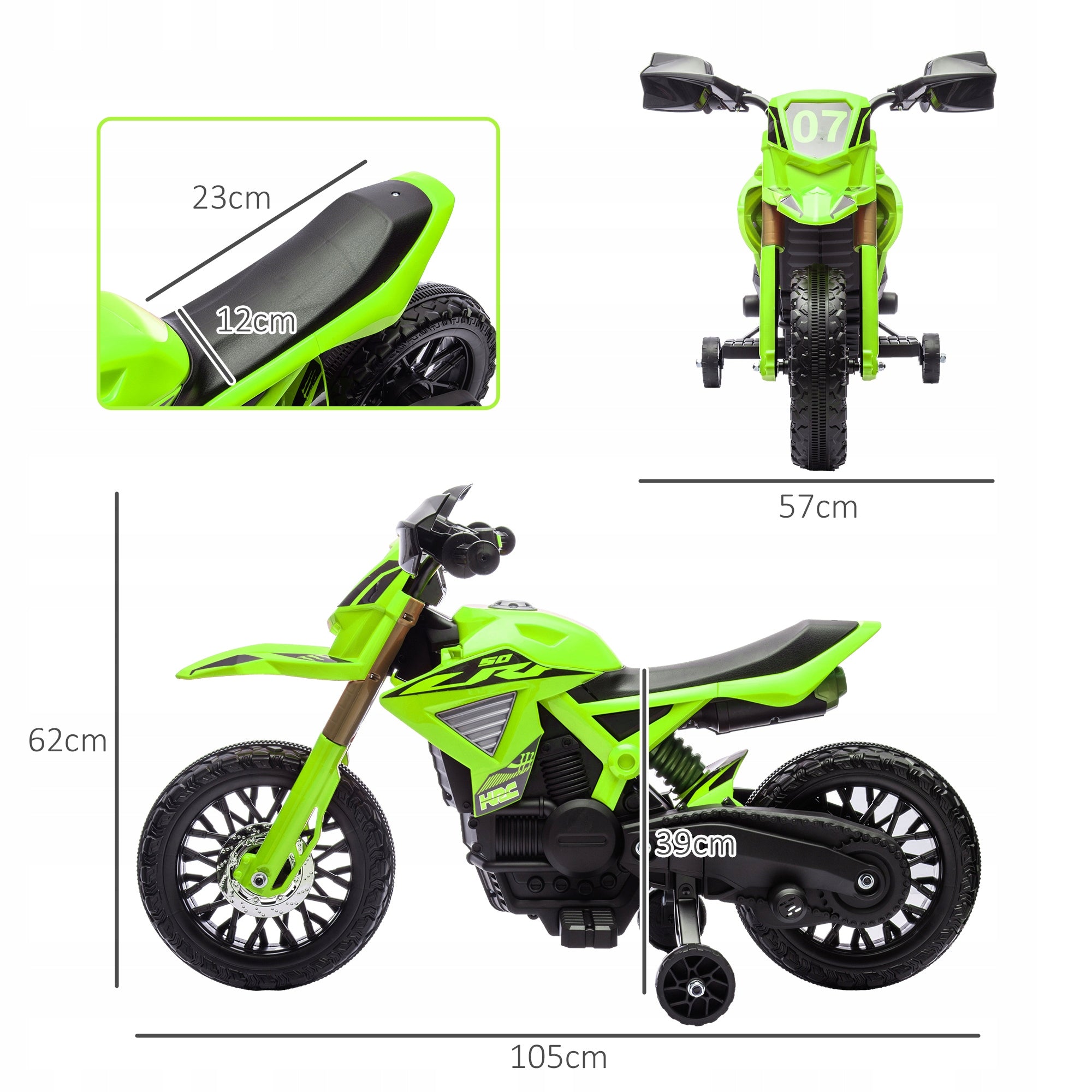 Electric motorcycle AIYAPLAY for children green 105x57x62 cm Maximum speed 3 km/h